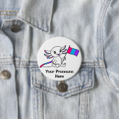 PRONOUNS Schattigee Axolotl met Androgyne Pride Fl Ronde Button 7,6 Cm (In situ)