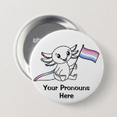 PRONOUNS Schattigee Axolotl met Bigender Pride Fla Ronde Button 7,6 Cm (Voorkant /achterkant)
