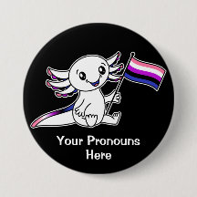 PRONOUNS Schattigee Axolotl met Genderfluid Pride 
