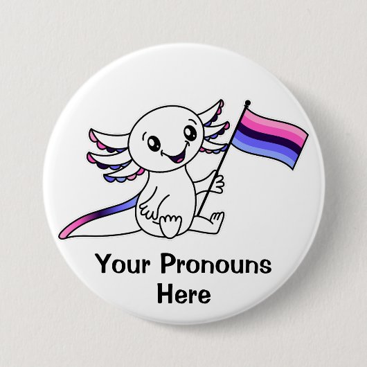 PRONOUNS Schattigee Axolotl Omnisexual Pride Flag  Ronde Button 7,6 Cm (Voorkant)