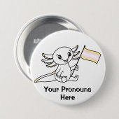 PRONOUNS Schattigee Axolotl + Pangender Pride Flag Ronde Button 7,6 Cm (Voorkant /achterkant)