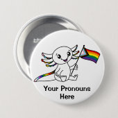 PRONOUNS Schattigee Axolotl Quasar Rainbow Pride F Ronde Button 7,6 Cm (Voorkant /achterkant)