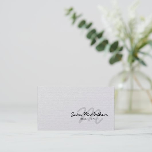 Proofreader Cursive Monogram Business Card Visitekaartje (Staand voorkant)