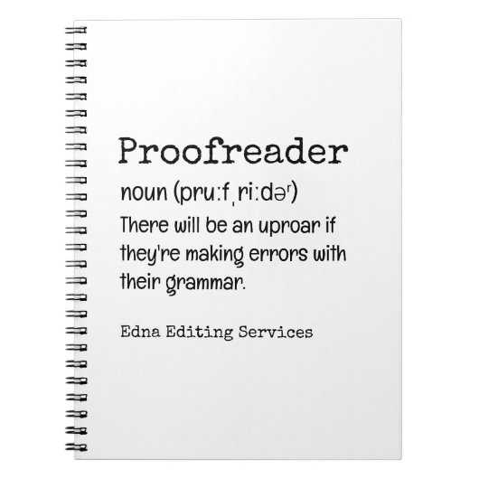 PROOFREADER Fun Definition daar zijn ze hun Notitieboek (Voorkant)