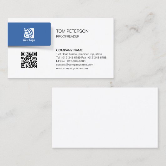 Proofreader Print Publishing QR-code Visitekaartje (Voorkant / Achterkant)