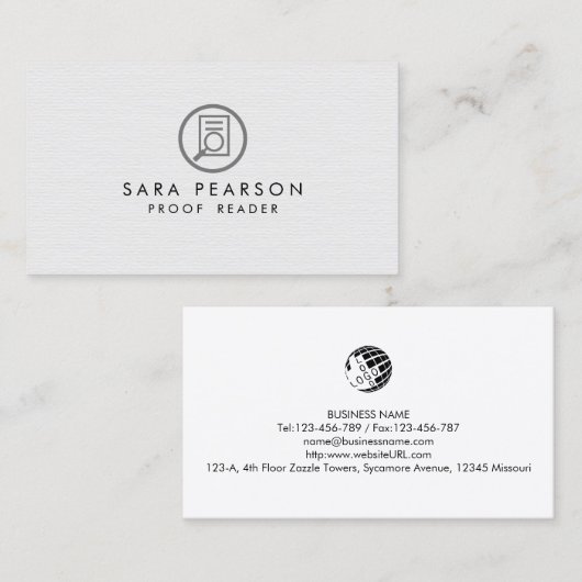 Proofreader-publicatie Visitekaartje (Voorkant / Achterkant)