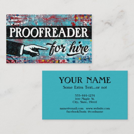 Proofreader voor hire Visitekaartjes - blauw rood (Voorkant / Achterkant)