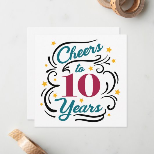 Proost 10 jaar notitiekaartje (Voorkant / Achterkant in situ)