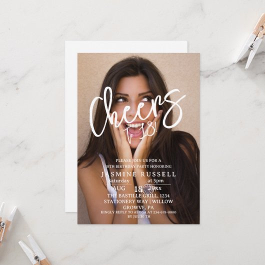 Proost 18e moderne foto verjaardag voor haar kaart (Voorkant / Achterkant in situ)