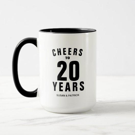 Proost 20ste huwelijksjubileum aangepaste koffie mok (Links)