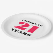 Proost 21 jaar papieren bordje (Gekanteld)