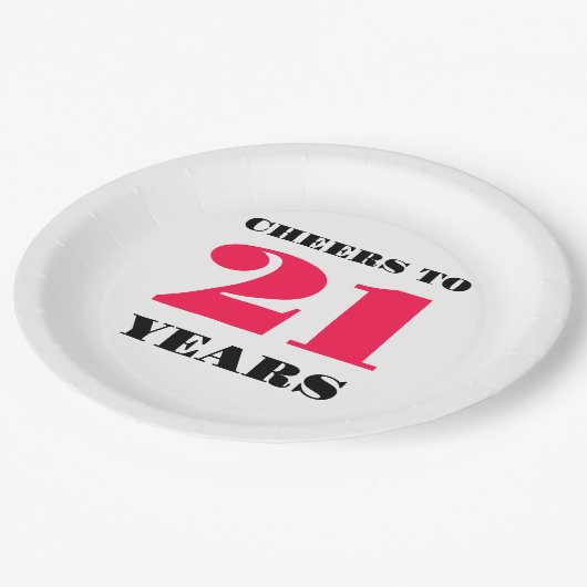 Proost 21 jaar papieren bordje (Gekanteld)