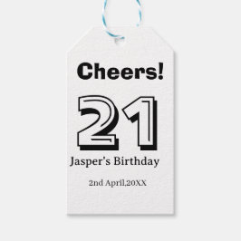 Proost 21 verjaardag vet letter naam jongen man ca cadeaulabel