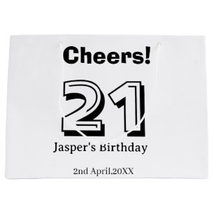 Proost 21 verjaardag vet letter naam jongen man ca groot cadeauzakje