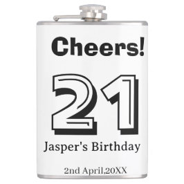Proost 21 verjaardag vet letter naam jongen man ca heupfles
