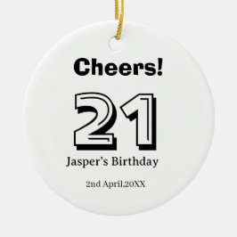 Proost 21 verjaardag vet letter naam jongen man ca keramisch ornament