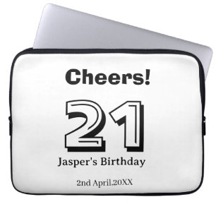 Proost 21 verjaardag vet letter naam jongen man ca laptop sleeve