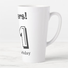 Proost 21 verjaardag vet letter naam jongen man ca latte mok