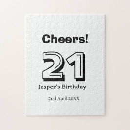 Proost 21 verjaardag vet letter naam jongen man ca legpuzzel