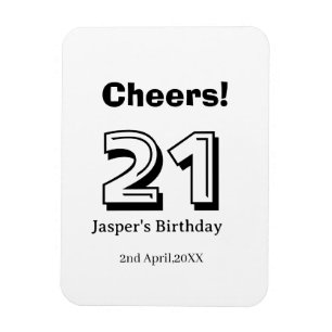 Proost 21 verjaardag vet letter naam jongen man ca magneet