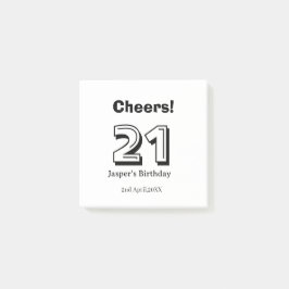 Proost 21 verjaardag vet letter naam jongen man ca post-it® notes