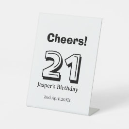 Proost 21 verjaardag vet letter naam jongen man ca reclamebord met voetstuk