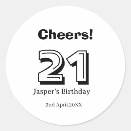Proost 21 verjaardag vet letter naam jongen man ca ronde sticker