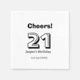 Proost 21 verjaardag vet letter naam jongen man ca servet