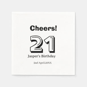 Proost 21 verjaardag vet letter naam jongen man ca servet