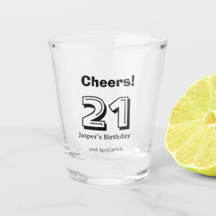 Proost 21 verjaardag vet letter naam jongen man ca shot glas