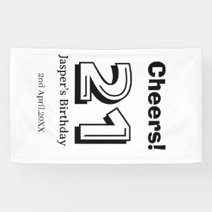 Proost 21 verjaardag vet letter naam jongen man ca spandoek