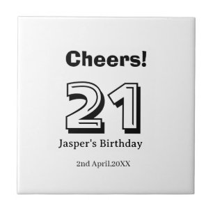 Proost 21 verjaardag vet letter naam jongen man ca tegeltje