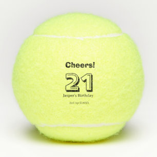 Proost 21 verjaardag vet letter naam jongen man ca tennisballen