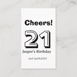 Proost 21 verjaardag vet letter naam jongen man ca visitekaartje