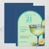 Proost 21e verjaardag Margarita Kaart (Voorkant / Achterkant)