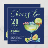 Proost 21e verjaardag Margarita Kaart (Voorkant / Achterkant)