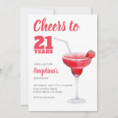 Proost 21e Verjaardag Roze  Kaart (Voorkant)