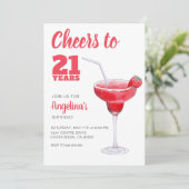 Proost 21e Verjaardag Roze  Kaart (Staand voorkant)
