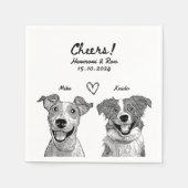 Proost 2 Huisdier getrokken Gepersonaliseerde eenv Servet (Voorkant)