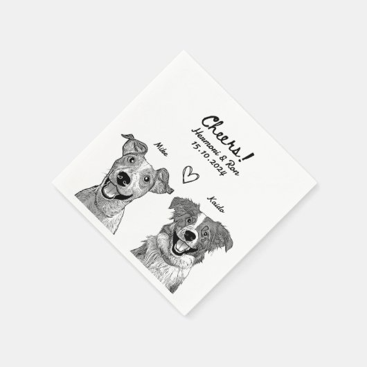 Proost 2 Huisdier getrokken Gepersonaliseerde eenv Servet (Hoek)