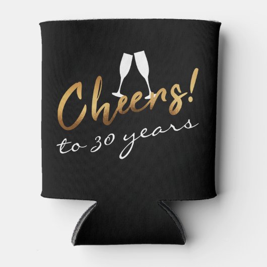 Proost 30 jaar Goud Zwart Chic Volwassen Verjaarda Blikjeskoeler (Voorkant)