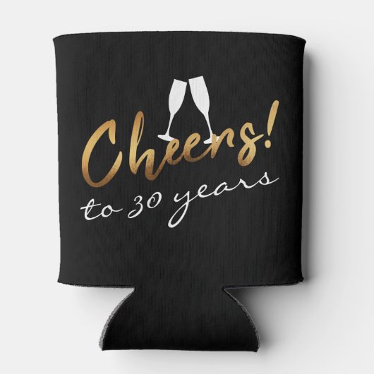 Proost 30 jaar Goud Zwart Chic Volwassen Verjaarda Blikjeskoeler (Achterkant)