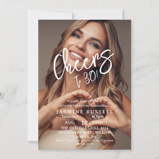 Proost 30e moderne foto verjaardag voor haar kaart (Voorkant)