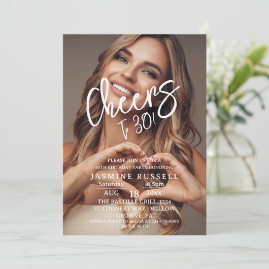 Proost 30e moderne foto verjaardag voor haar kaart (Staand voorkant)