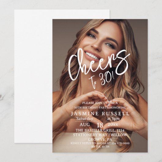 Proost 30e moderne foto verjaardag voor haar kaart (Voorkant / Achterkant)