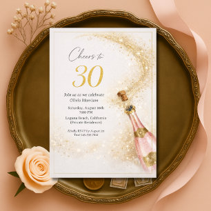 Proost 30e Verjaardag Roze Goud Champagne Kaart
