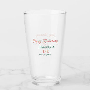 Proost 40 gelukkig jubileum oranje groene naam dat glas