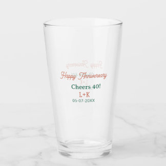 Proost 40 gelukkig jubileum oranje groene naam dat glas