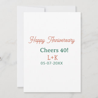 Proost 40 gelukkig jubileum oranje groene naam dat kaart