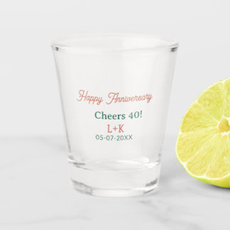 Proost 40 gelukkig jubileum oranje groene naam dat shot glas